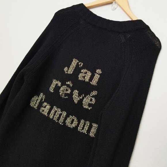 Zadig & Voltaire Valmy Reve D'Amour Vneck Jumper Sweater L 100% Merino Wool $358 - Picture 7 of 16